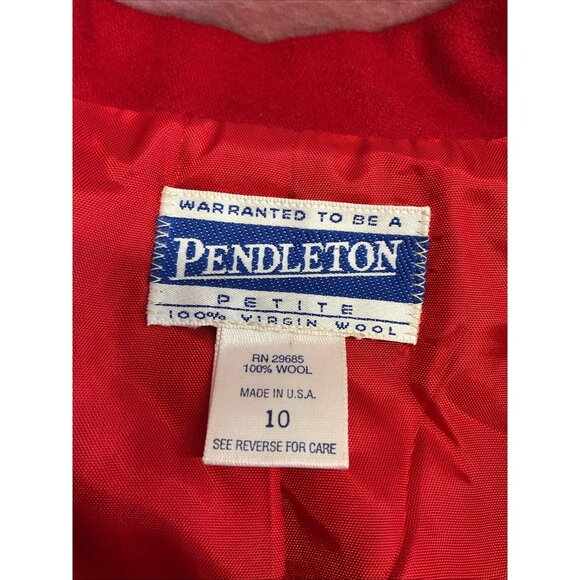 VTG Pendleton 100% Wool Red Blazer Jacket‎ Women’s Size 10 holiday festive USA - Picture 6 of 10